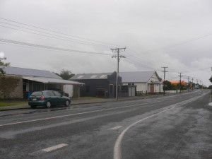 Main Street, Pungarehu today. The Armed Constabulary were stationed here, prior to their march on Parihaka on 5 November 1881. 