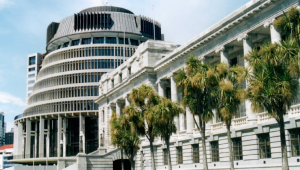 The Beehive and Parliament Buildings, Wellington, the seat of government in NZ. 