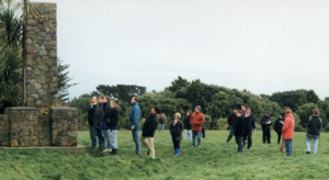 Students visiting the site of the battle at Turuturumokai (fought 1868), near Hawera.