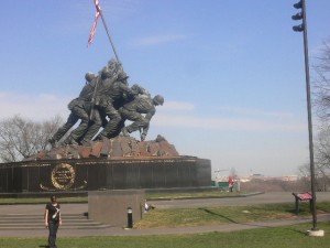 Lauren visiting the memorial to the raising of the flag on Iwo Jima.