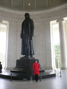 Ngaire visiting the memorial to President Thomas Jefferson, Washington DC