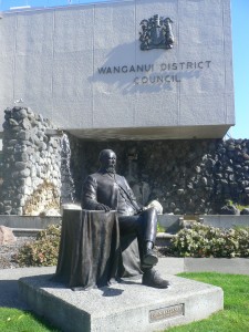 Statue of John Ballance, Whanganui. Native Minister and Premier, Ballance had some sympathies for Māori though he did little to  slow prevent their rapid land losses. 