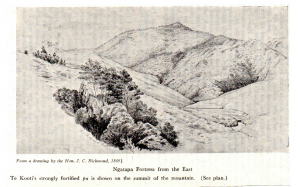 Ngatapa Pā, site of battle of January 1-5, 1869. Image from Cowan, NZ Wars, II, p. 272.