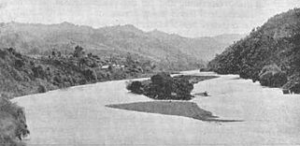 Moutoa Island, Upper Whanganui River, between Ranana and Hiruhama. Photo from J Cowan, NZ Wars Vol II, p. 34. 