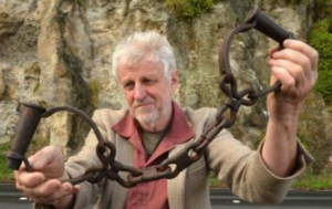 Leg-irons discovered in a Dunedin auction house, 2014.