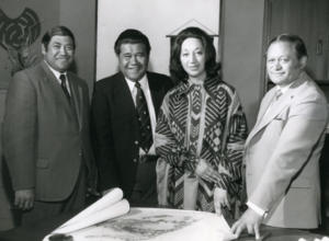 Māori Members of Parliament in the 1970s - Koro Wetere (Western Māori), Matiu Rata (Northern Māori), Whetu Tirakatene-Sullivan (Southern Māori) and Parone Reweti (Eastern Māori).