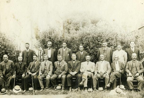 The first Māori Trust Board, Te Arawa, established 1922, photo taken upon first meeting 1924.